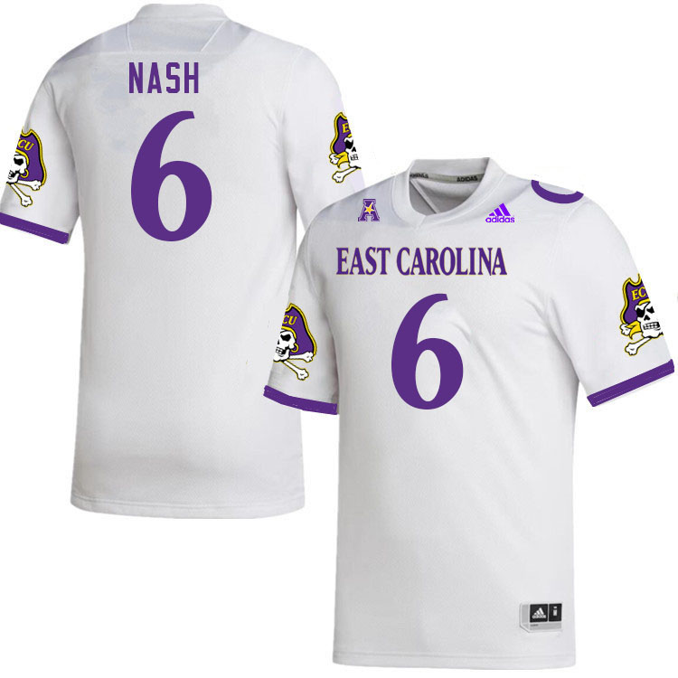 Men #6 Dontavius Nash ECU Pirates College Football Jerseys Stitched-White